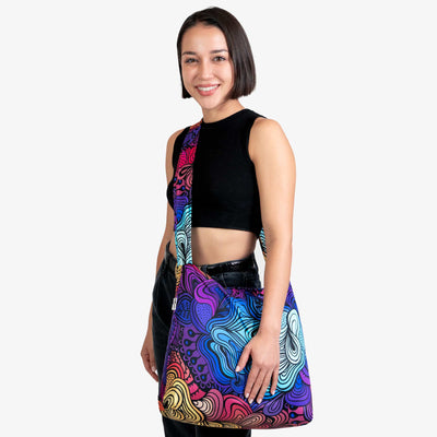 Nanobag Ultra-Lightweight Foldable Sling for Women & Men, Reusable Grocery & Travel Bag, Packable Collapsible Compact Market Crossbody - Psychedelic