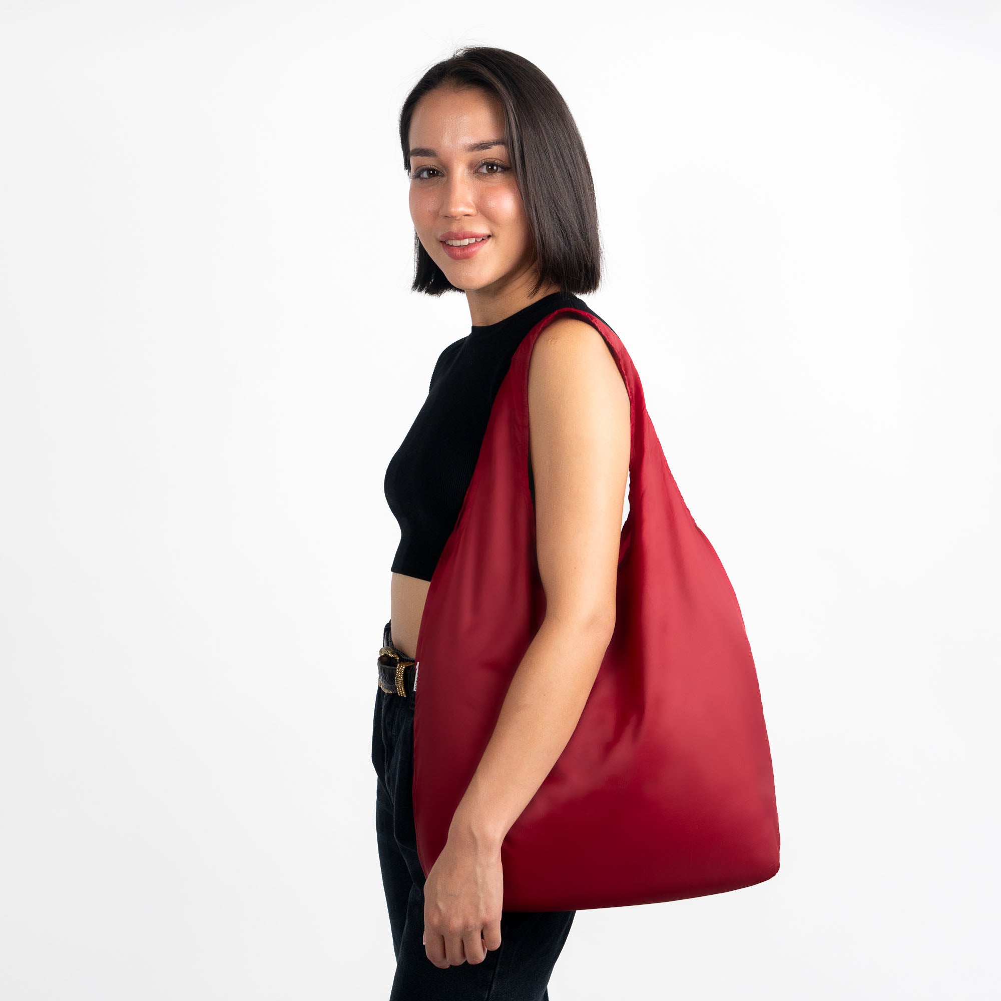 Girl with Foldable Red standard nanobag