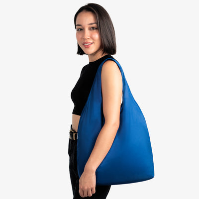 Nanobag Ultra-Lightweight Foldable Tote for Women & Men, Reusable Grocery & Travel Bag, Packable Collapsible Compact Market Essential - Navy