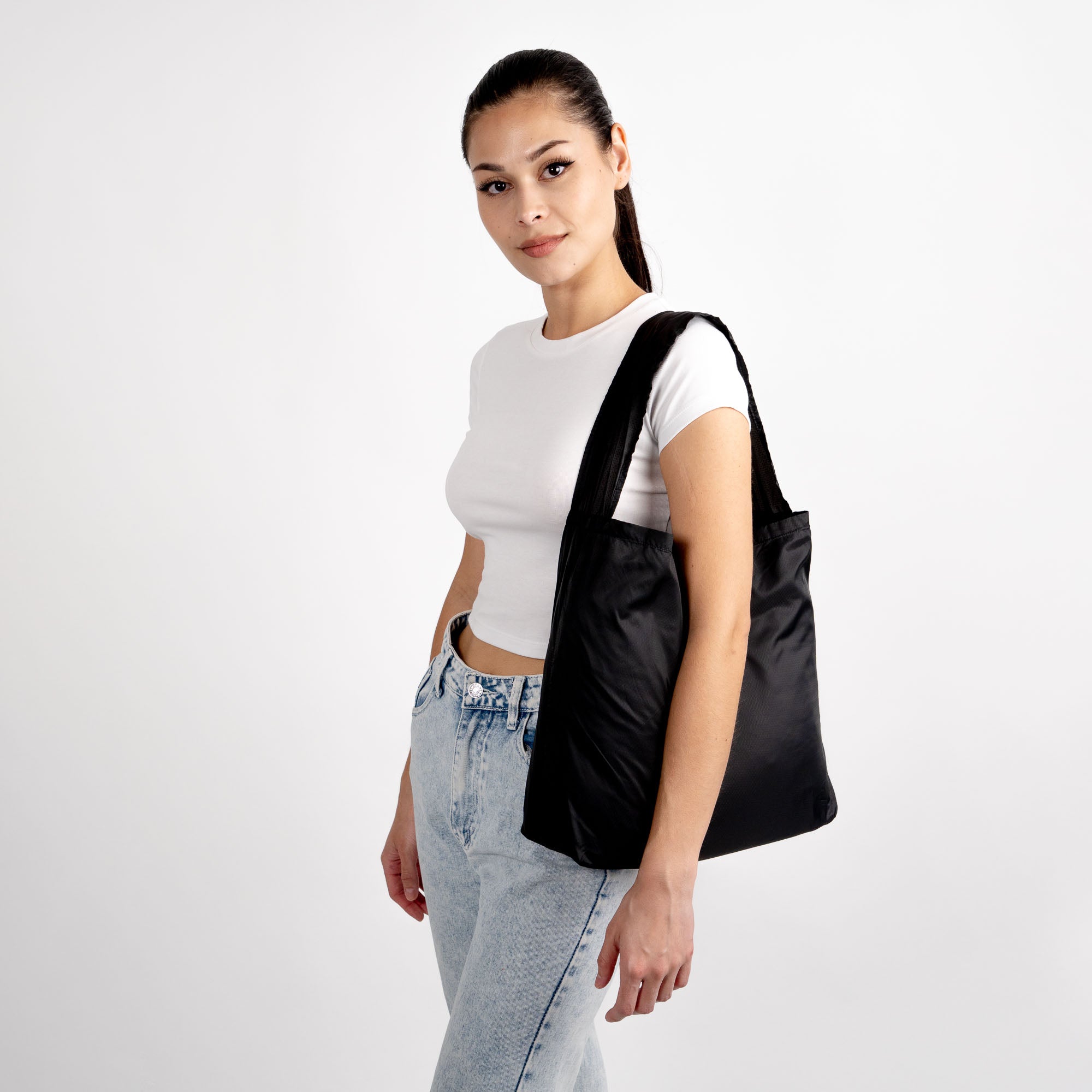 Woman with Black Micro Nanobag